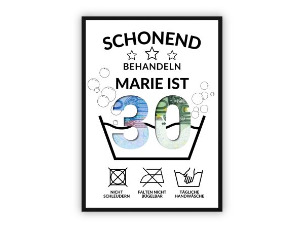 Geldgeschenk zum Geburtstag | Schonend behandeln – Zahl ausschneiden & Geld hinterlegen