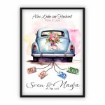 Geldgeschenk zur Hochzeit | Just Married mit Oldtimer und echten Geldscheinen am Band