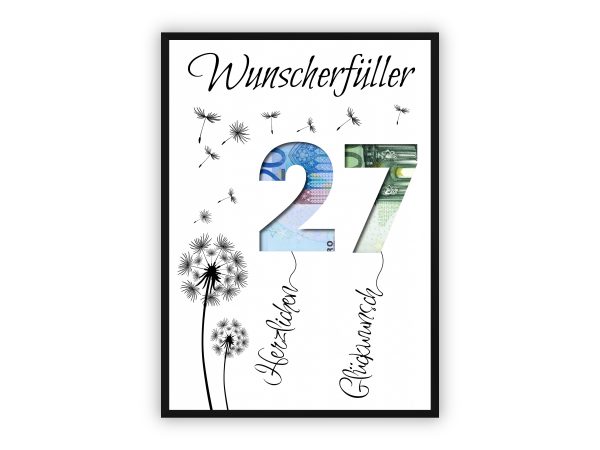 Geldgeschenk zum Geburtstag | Zahl zum Ausschneiden & Wunschbetrag hinterlegen
