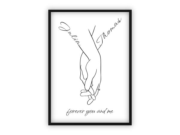 Geschenk zum Jahrestag | Line-Art mit Namen & persönlichem Text