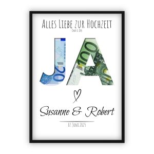 Geldgeschenk zur Hochzeit | JA zum Leben, zur Liebe, zum Glück