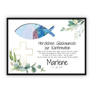 Geldgeschenk zur Konfirmation | Ichthys-Fisch zum Ausschneiden & Wunschtext