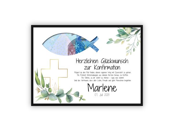 Geldgeschenk zur Konfirmation | Ichthys-Fisch zum Ausschneiden & Wunschtext