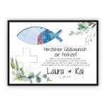 Geldgeschenk zur Hochzeit | Ichthys-Fisch zum Ausschneiden & Wunschtext