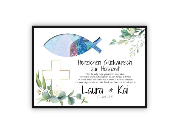 Geldgeschenk zur Hochzeit | Ichthys-Fisch zum Ausschneiden & Wunschtext