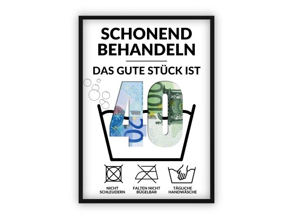 Geldgeschenk zum Geburtstag | „Schonend behandeln – das gute Stück ist …“ mit Zahl zum Ausschneiden