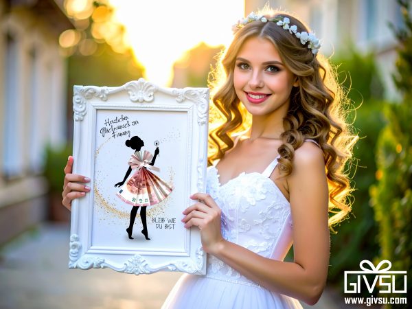 Geldgeschenk zur Firmung | Mädchen-Silhouette mit Fächerkleid & Pusteblume – Bild 2