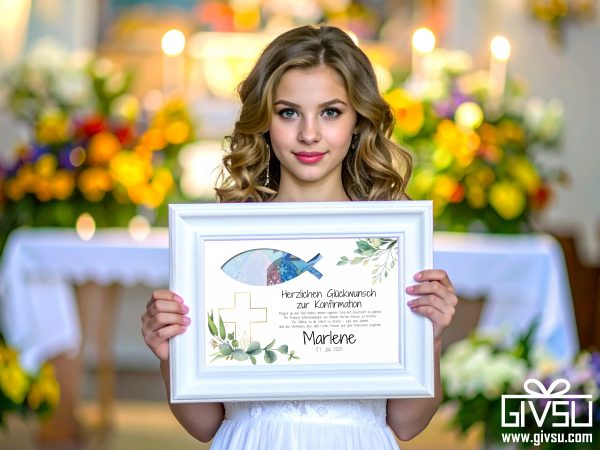 Geldgeschenk zur Konfirmation | Ichthys-Fisch zum Ausschneiden & Wunschtext – Bild 2