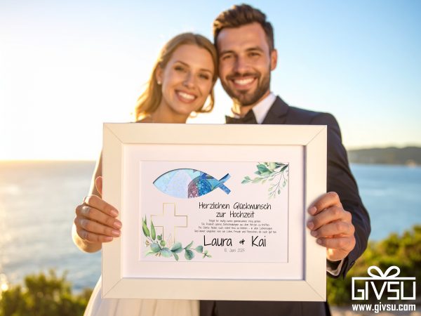 Geldgeschenk zur Hochzeit | Ichthys-Fisch zum Ausschneiden & Wunschtext – Bild 2