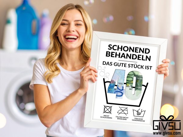 Geldgeschenk zum Geburtstag | „Schonend behandeln – das gute Stück ist …“ mit Zahl zum Ausschneiden – Bild 2