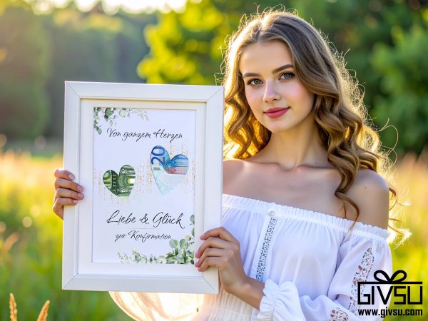 Geldgeschenk zur Konfirmation | Zwei Herzen zum Ausschneiden & Geld hinterlegen – Bild 2