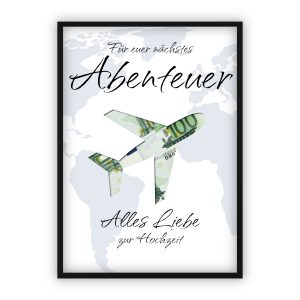 Geldgeschenk zur Hochzeit | Flugzeug ausschneiden & Geldscheine hinterlegen