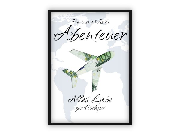 Geldgeschenk zur Hochzeit | Flugzeug ausschneiden & Geldscheine hinterlegen
