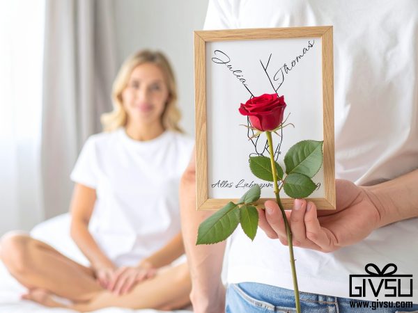 Geschenk zum Valentinstag | Line-Art „Händchenhalten“ mit Namen – Bild 2