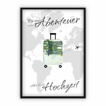 Geldgeschenk zur Hochzeit | Weltkarte mit Koffer zum Ausschneiden
