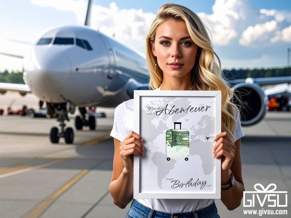 Geldgeschenk zum Geburtstag | Weltkarte mit Koffer zum Ausschneiden – Bild 2